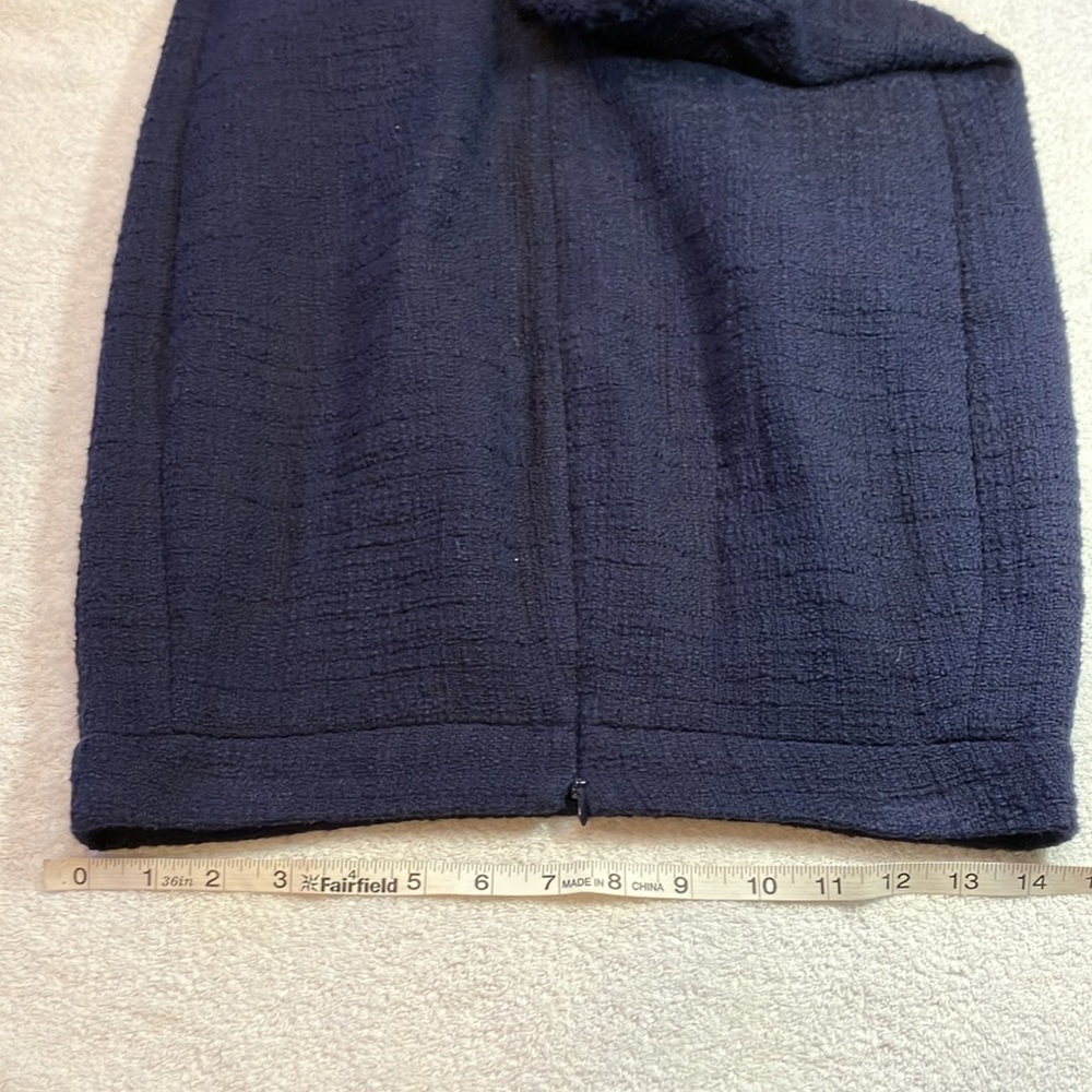 J Crew navy tweed fringe pencil skirt - Picture 7 of 8